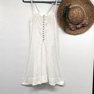 Anthropologie‎ Cotton Gauze Boho Sundress Cover-Up kaftan MIDI Dress White M